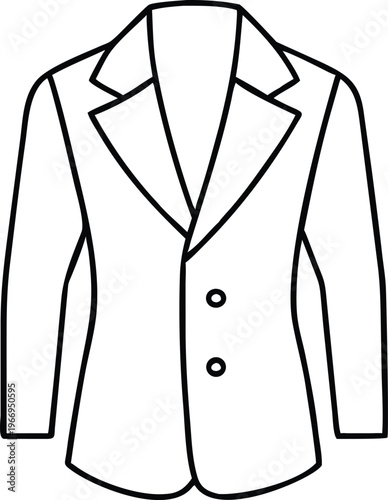 Clean outline depiction of a tailored two button blazer for womens professional fashion