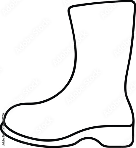Clean Outline Illustration of a Tall Rain Boot for Weather Protection Needs