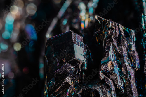 Macro Iridescent Black Carborundum Crystal Bokeh