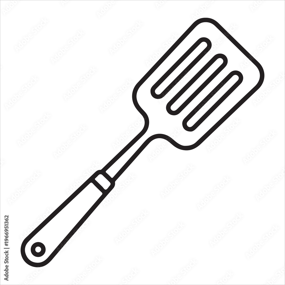Naklejka premium A black and white drawing of a spatula