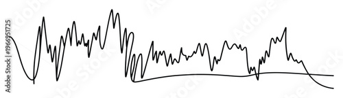 Dynamic black line graph showcasing market fluctuations, financial data trends, or abstract signal visualizations for analytical reports, business presentations, and technological concepts.