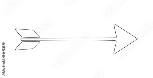 A line drawing of an arrow pointing to the right with two fletches at the back