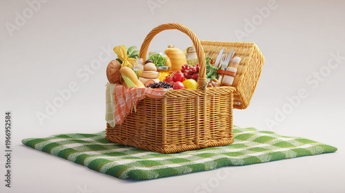Healing Style 3D Picnic Basket Full of Food