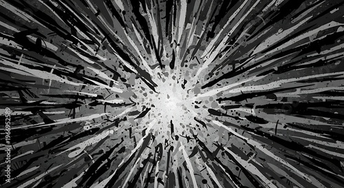 Black and white abstract explosion background.