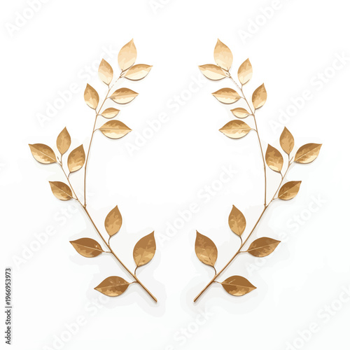 Elegant gold-toned leaf wall decoration set arranged in symmetrical branches