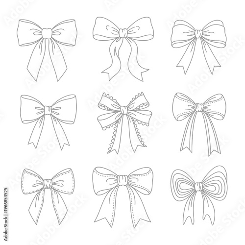 Variations of elegant bow designs for gift wrapping and decorative purposes
