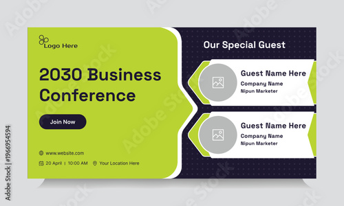 Business conference webinar template banner design, business strategy seminar banner design, fully editable vector eps 10 file format