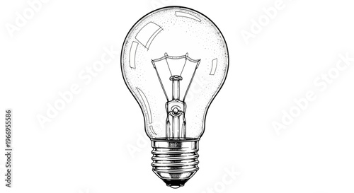 Vintage Incandescent Light Bulb Sketch - Idea Symbol