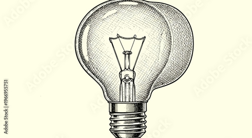 Vintage Incandescent Light Bulb Illustration - Idea Symbol