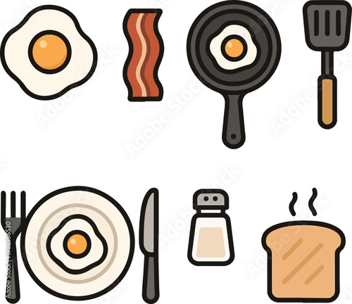 breakfast icon set
