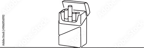 continuous line vector illustration of a pack of filter cigarettes, Vector illustration, open cigarette pack in one line, cigarette box. one line Icon drawing
