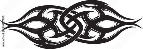 Celtic knotwork design with flame elements and black color