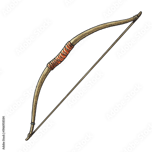Classic Bow Weapon in Ethnic Style Illustration