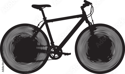 Black bicycle with gray wheels on white background illustration