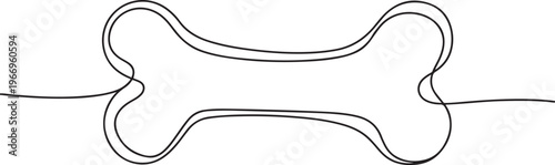 Continuous one line drawing of Bone vector illustration. Editable outline. one line Icon drawing