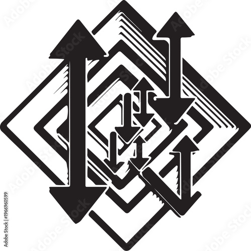 Geometric Arrows in Black and White Abstract Design Pattern