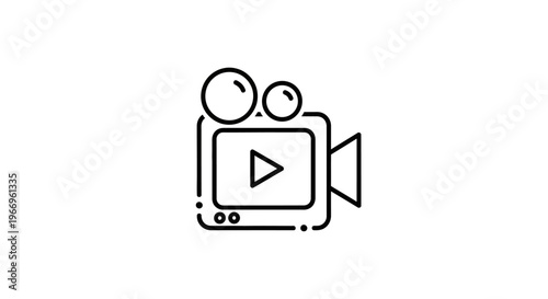 Video Camera Icon with Play Button - Retro Style