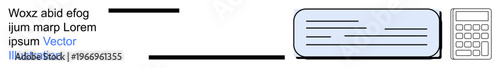Financial analysis, accounting, billing, invoice management, bookkeeping, corporate records. ion of a document and calculator symbol. Financial analysis and accounting concept