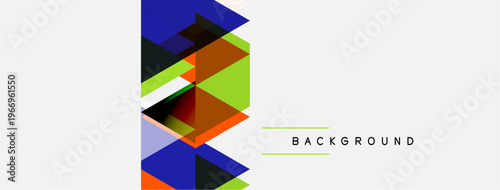 Abstract geometric shapes overlap, creating vibrant color blocks. Minimalist design with white space, modern aesthetic.