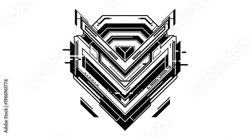 Geometric abstract black and white design.