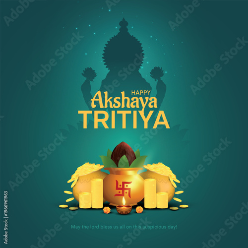 Happy Akshaya Tritiya festival of India. Creative vector illustration design.