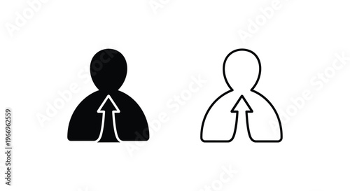 two people icons with arrows pointing up Vector