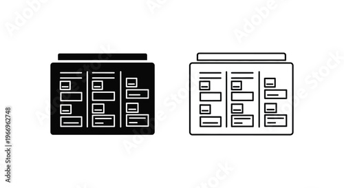 a black and white icon of two computer file folders Vector