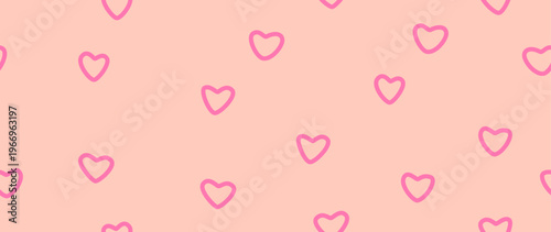 Vector flat illustration. Seamless minimalistic pattern on a light background with hearts. Perfect for textile design, screensavers, covers, cards, invitations and posters.