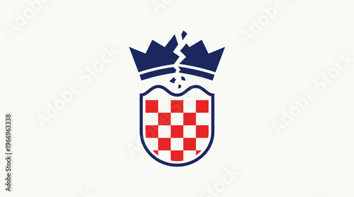 Broken Croatian Coat of Arms Icon on White
