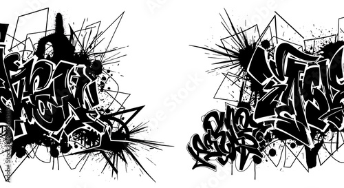 Graffiti art with abstract urban background.