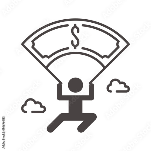 financial loan clip art icon symbol, charitable donation, insurance concept, isolated line vector illustration