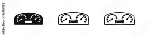 Vehicle Dashboard Gauges Icon Set for Automotive Displays
