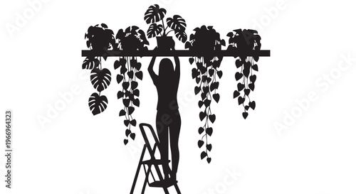Plant Care Silhouette Icon Set: Green Living & Sustainability
