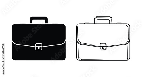 briefcases with handle and buckle Vector