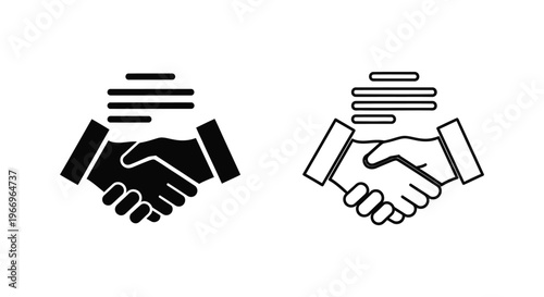 two hands shaking with lines above them Vector