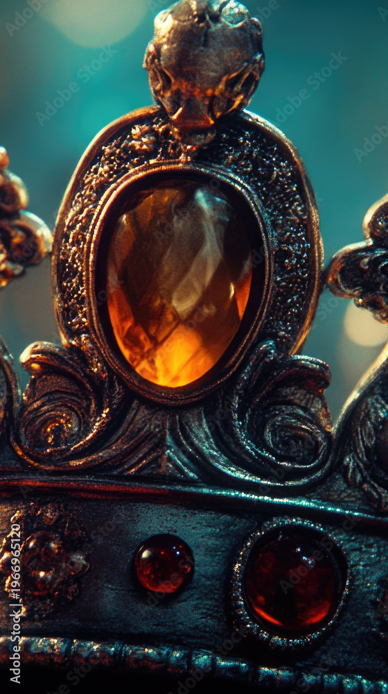 Fototapeta premium A luxurious gold crown adorned with a large precious stone, perfect for royalty-themed designs or jewelry-inspired visuals