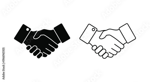 two hands shaking in black and white Vector