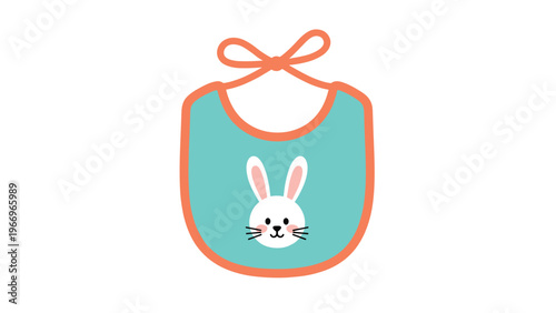 Adorable baby bib featuring a charming bunny face design, perfect for infants during meal times.