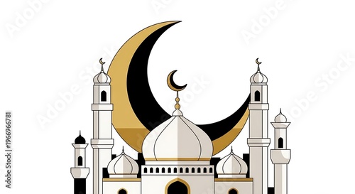 Ramadan mosque with crescent moon.