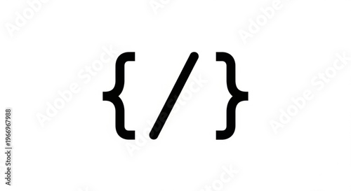 A minimalist vector graphic of a forward slash symbol within curly brackets, representing coding and programming concepts.
