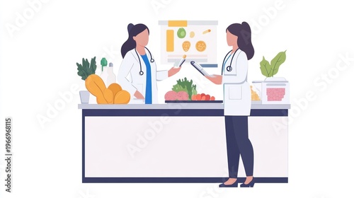 Female Nutritionists Consulting on Healthy Diet and Nutrition Science with Food and Supplements