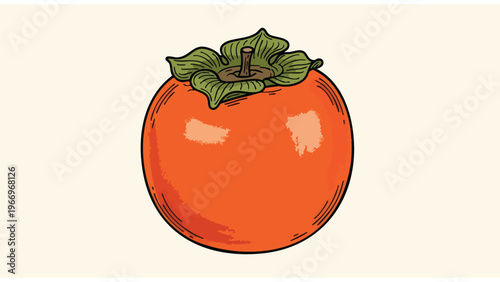 Fresh Persimmon Fruit Illustration - Healthy Food & Ingredient Graphics