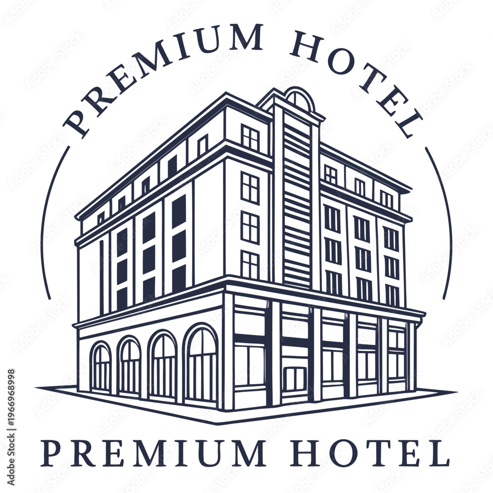 Fototapeta premium Elegant building line art hotel logo icon design vector illustration