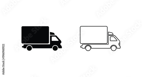 a black and white outline of a delivery truck Vector