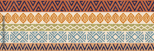 Seamless border, ethnic geometric ornament, tribal pattern African or Indian vector design