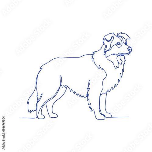 Australian shepherd dog in single continuous line art style