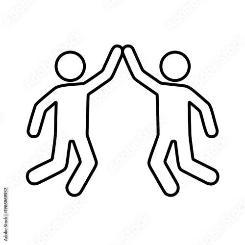 ハイタッチする人物のラインアイコン