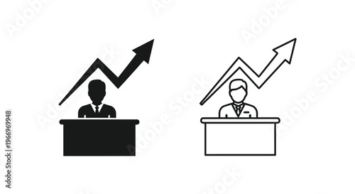 business people at desks with growing graph charts Vector