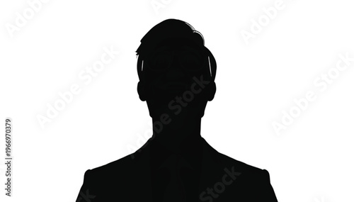Head and shoulders silhouette of a professional man wearing a suit jacket facing forward directly.