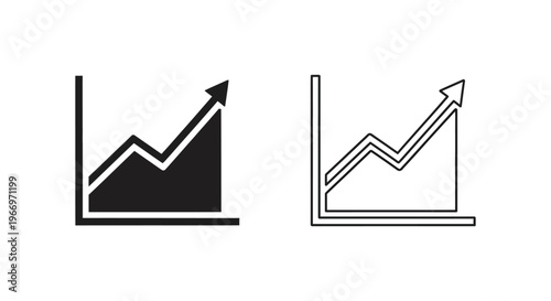 black and white line graph icons with arrows Vector